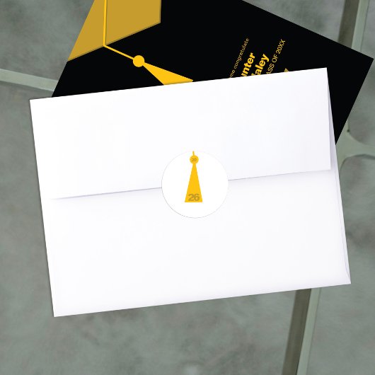 Modern Graduation Tassel Envelope Seal Sticker ラウンドシール