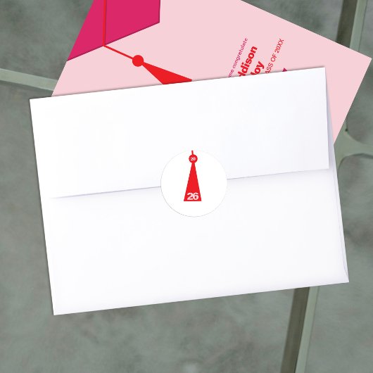 Modern Graduation Tassel Envelope Seal Sticker ラウンドシール