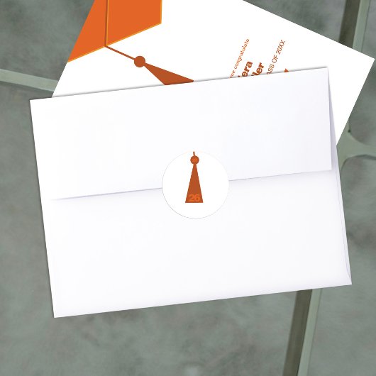 Modern Graduation Tassel Envelope Seal Sticker ラウンドシール