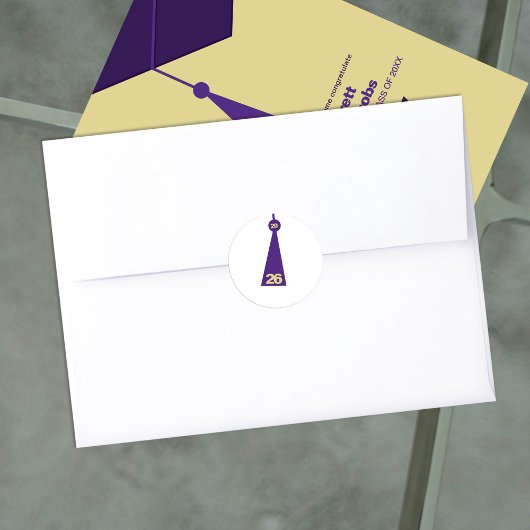 Modern Graduation Tassel Envelope Seal Sticker ラウンドシール