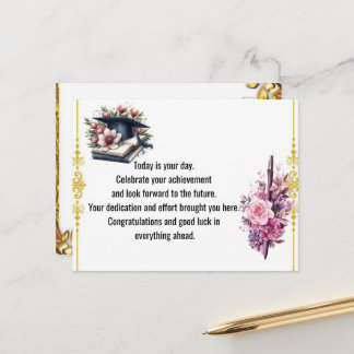 Modern Graduation Thank You Card Elegant Class of ポストカード
