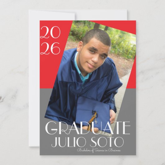 Modern Graduation Typography 2026 Photo 招待状 (正面)