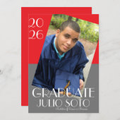 Modern Graduation Typography 2026 Photo 招待状 (正面/裏面)