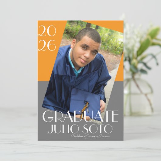 Modern Graduation Typography 2026 Photo 招待状 (スタンド正面)