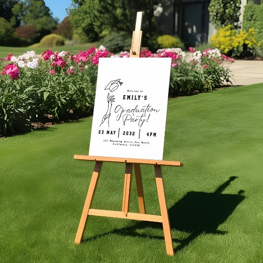 Modern Graduation Welcome Poster Minimal Line Art ポスター