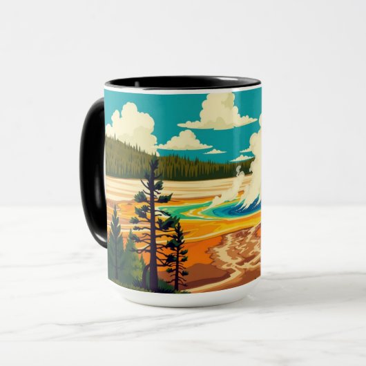 Modern Grand Prismatic Spring Retro Poster マグカップ (正面左)