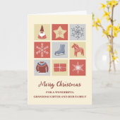 Modern Granddaughter & Family Merry Christmas カード (黄色い花)