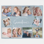 Modern Grandma 10 Photo Collage Cute Heart フリースブランケット (正面(横))