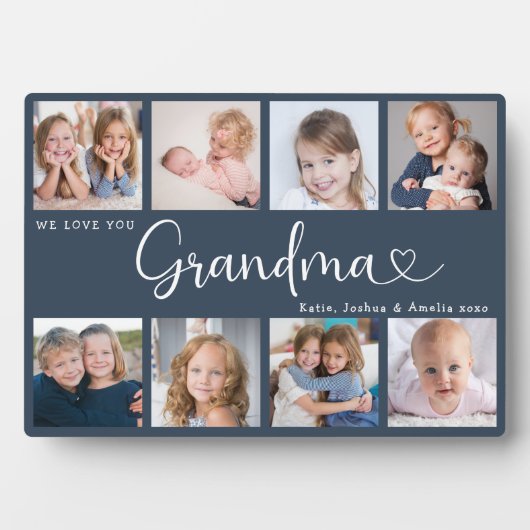 Modern Grandma Photo Collage Heart Script フォトプラーク (正面)