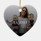 Modern Grandma Photo Personalized セラミックオーナメント (裏面)