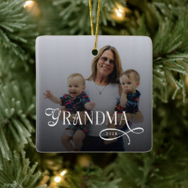 Modern Grandma Photo Personalized セラミックオーナメント