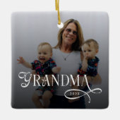 Modern Grandma Photo Personalized セラミックオーナメント (正面)