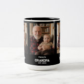 Modern Grandpa Est. Name Year 3 Photo ツートーンマグカップ (中央)