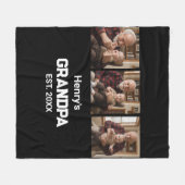 Modern Grandpa Est. Name Year 3 Photo  フリースブランケット (正面(横))