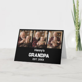 Modern Grandpa Est. Name Year 3 Photo Card カード