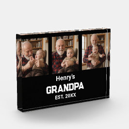 Modern Grandpa Est. Name Year Photo Acrylic Block フォトブロック