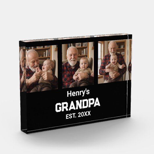 Modern Grandpa Est. Name Year Photo Acrylic Block フォトブロック (左)