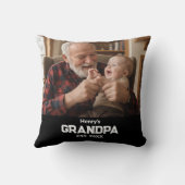 Modern Grandpa Est. Name Year Photo Black クッション (裏面)
