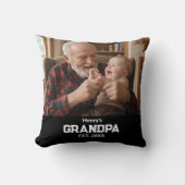 Modern Grandpa Est. Name Year Photo Black クッション (正面)
