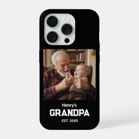 Modern Grandpa Established Est. Name Year Photo iPhoneケース (裏面)