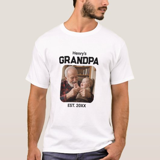 Modern Grandpa Established Est. Name Year Photo Tシャツ (正面)