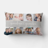 Modern Grandparents Photo Collage Heart Script ランバークッション (正面)