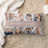 Modern Grandparents Photo Collage Heart Script ランバークッション (ブランケット)