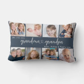Modern Grandparents Photo Collage Heart Script ランバークッション (裏面)