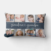 Modern Grandparents Photo Collage Heart Script ランバークッション (正面)