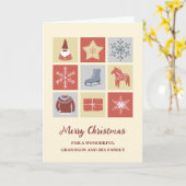 Modern Grandson & Family Merry Christmas カード (黄色い花)