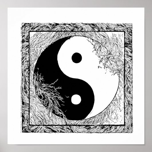 Modern Graphic Design: High-Contrast Yin Yang ポスター (正面)