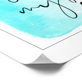 Modern Gratitude Watercolor Teal ポスター (角)