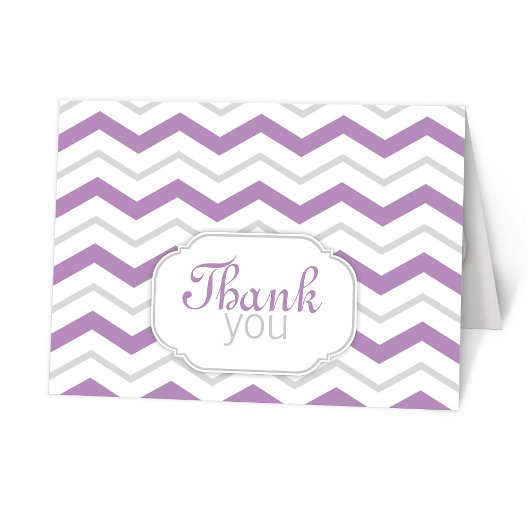 Modern Gray and Purple Chevron Thank You Cards wit サンキューカード