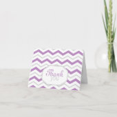Modern Gray and Purple Chevron Thank You Cards wit サンキューカード (正面)