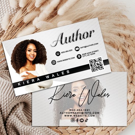 Modern Gray, Black & White Author Branding  名刺