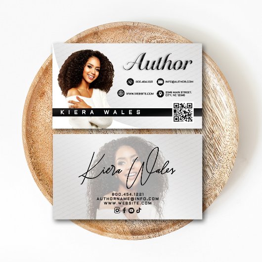 Modern Gray, Black & White Author Branding  名刺