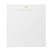 Modern Gray Gold Script Monogram ノートパッド (正面)