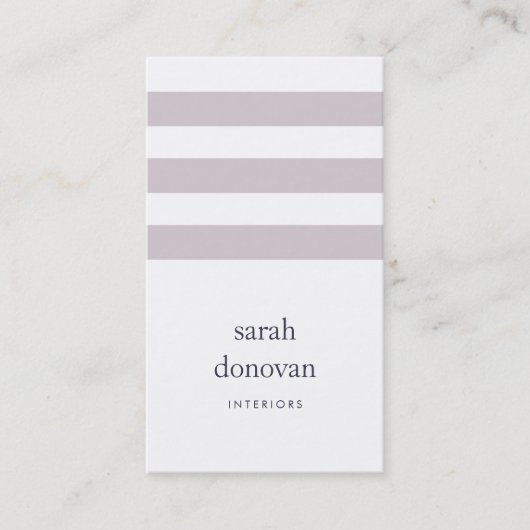 Modern Gray Lilac Stripe 名刺 (正面)
