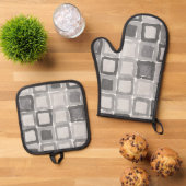 Modern Gray Painted Patches  鍋つかみ&鍋敷きセット (トップダウン)