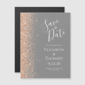 Modern Gray Peach Save Date Magnetic Card (正面/裏面)