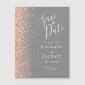 Modern Gray Peach Save Date Magnetic Card (正面)
