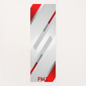 Modern Gray Red Geometric Monogram ヨガマット (正面)