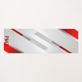 Modern Gray Red Geometric Monogram ヨガマット (正面(横))