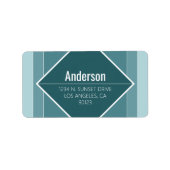Modern Grayish Green Geometric Return Address  ラベル (正面)