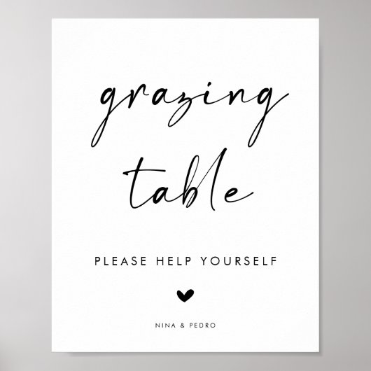 Modern Grazing Table Sign for Wedding ポスター (正面)