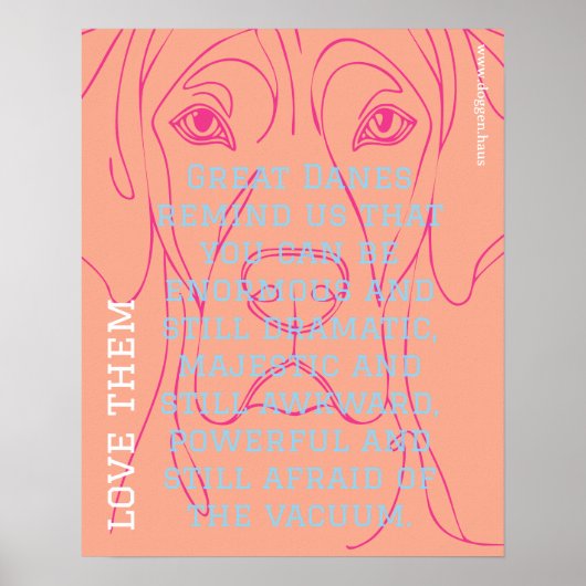Modern Great Dane Poster green  ポスター (正面)