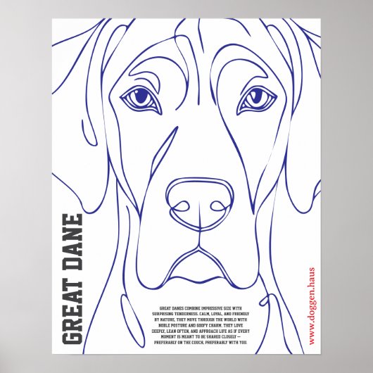 Modern Great Dane Poster green  ポスター (正面)