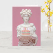 Modern Greek Statue Funny Birthday Card カード (黄色い花)
