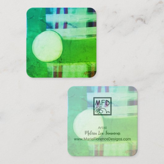 Modern Green Abstract Minimalist Square Clean スクエア名刺 (正面/裏面)