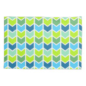 Modern Green and Blue Geometric Chevron Pattern 枕カバー (裏面)
